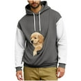 thumbnail image 2 of Pet Carrier Hoodie for Men Color Block Kitten Cat Puppy Holder Kangaroo Pocket Cozy Soft Dog Pouch Winter Drawstring Oversized Sweatshirt with Pockets Pullover Top Hoodies, 2 of 5