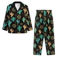 thumbnail image 3 of Kuiaobaty Cactus Geometric Print Women's Pajamas Set Pajamas Set Soft Long Sleeves Tops Button Down T-Shirts with Full Length Pants Casual Soft Home Sleepwear Nightgown White, L, 3 of 7
