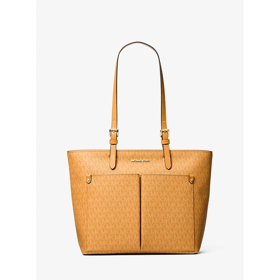 Michael Kors Outlet Jet Set Medium Signature Logo Pocket Tote Bag - Radiant Orange