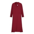 thumbnail image 5 of Busydd Womens Fall Dresses Solid Color Long Sleeve Homecoming Dresses V Neck Wedding Guest Dresses for Women Casual Loose Maxi Dress Plus Size Dresses for Curvy Women S-5XL, 5 of 6