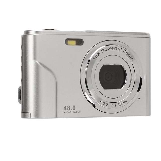 Cámara digital Bling Bling 48MP Zoom 16X 1080P HD Pantalla IPS de 2,4 pulgadas Plata espacial
