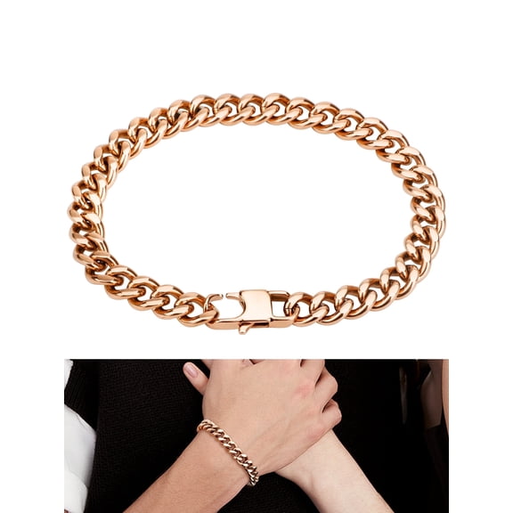 Cuban Bracelet for Men Women, TSV Stainless Steel Bracelet Gift, Rose Gold, Valentines Day Gift