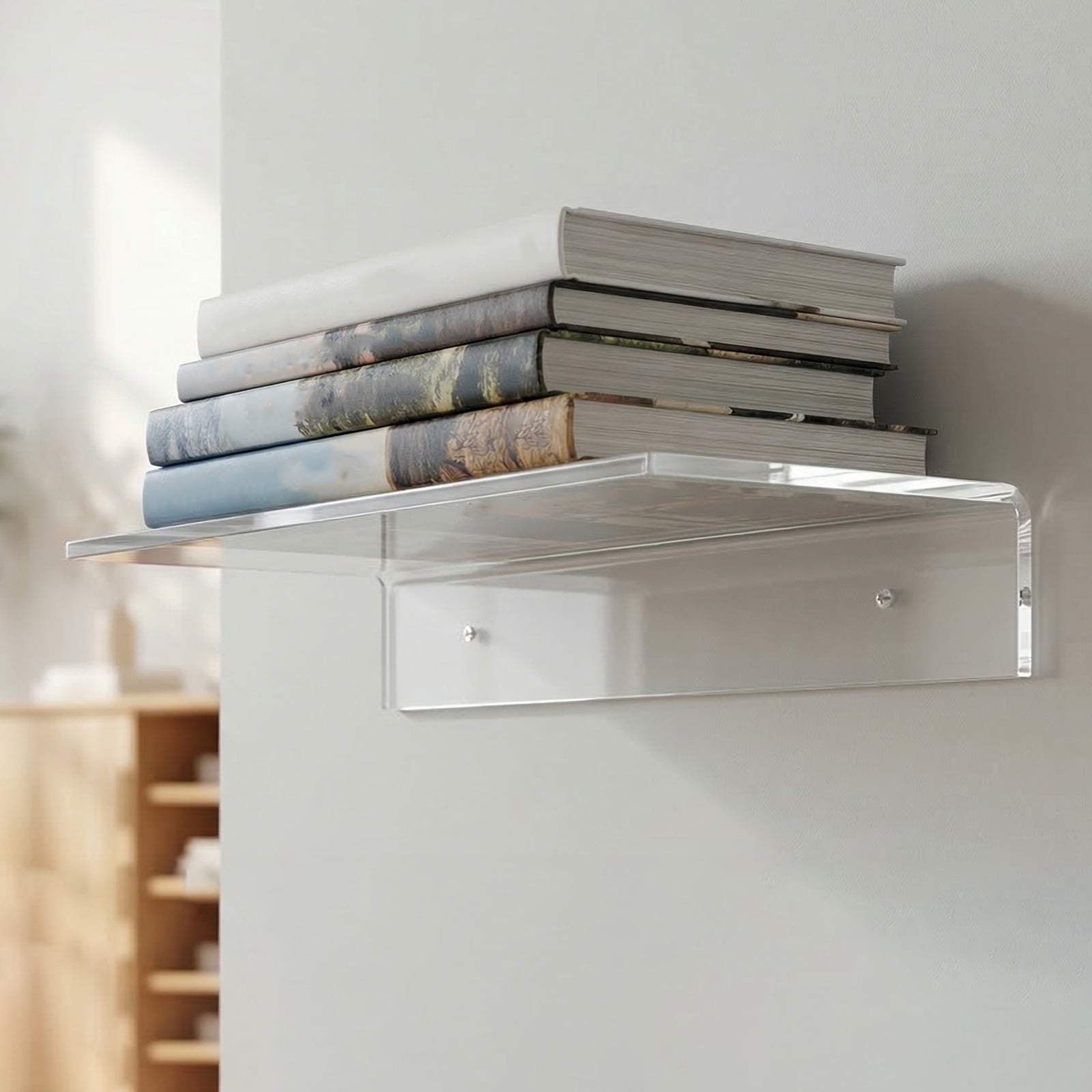 PAMINGONO 2Pcs Wall Shelf Floating Shelf Plastic Display Living Room Storage Holder