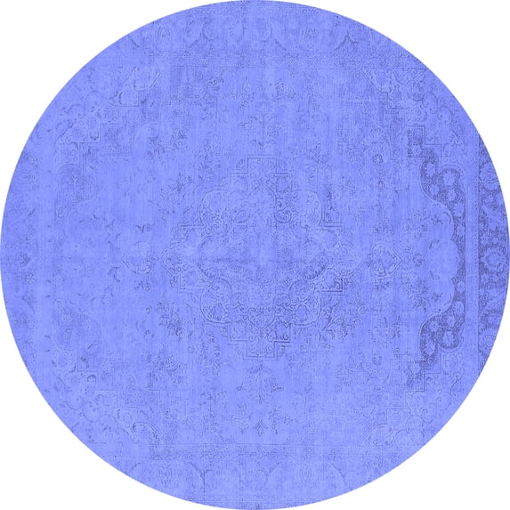 Ahgly Company Indoor Round Oriental Blue Industrial Area Rugs, 4' Round