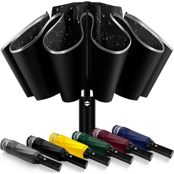 Travel Umbrella Superior, Beautiful & Compact, Large Strong but Light Portable and Automatic Folding Rain Umbrella, Premium Grip, Fits Car & Backpack