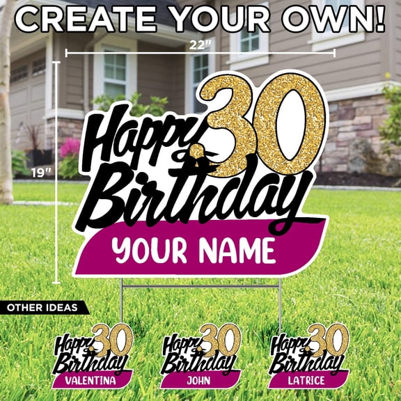 (Custom) Happy 30th birthday with name and Stripe