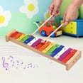 thumbnail image 4 of HLONK 15 Note Glockenspiel Xylophone Wooden Base Colorful Aluminum Bars with 2 Mallets Educational Musical Instrument Percussion Gift, 4 of 5