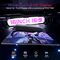 thumbnail image 6 of Laptop 16.1 FHD Laptop, AMD Ryzen 3 4300U, 16GB RAM, 512GB SSD, Windows 11 Pro, Graphite, WiFi 6, Backlit KB, Gray, 6 of 8