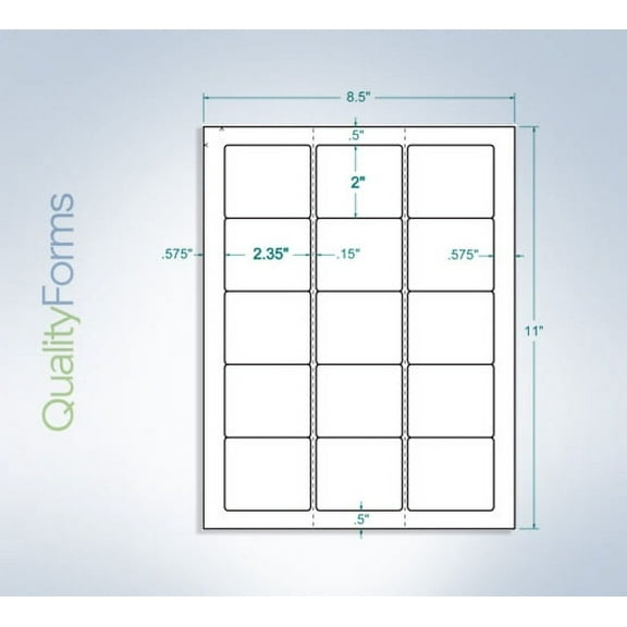 8-1/2" x 11", 15 Labels, per Sheet,2.35" x 2"