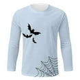 thumbnail image 3 of Baqcunre Tshirts Shirts For Men Halloween Men'S Bat Printed Long Sleeve T Shirt Fashion Comfortable Casual Polo Shirts For Men Tops For Men Blue XL, 3 of 4