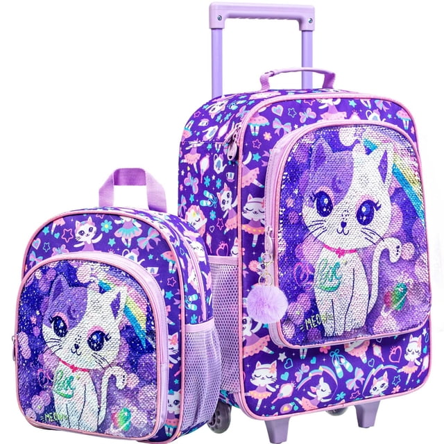 Ruedas rodantes Luggage KLFVB Kids con forma de gato lindo para niñas