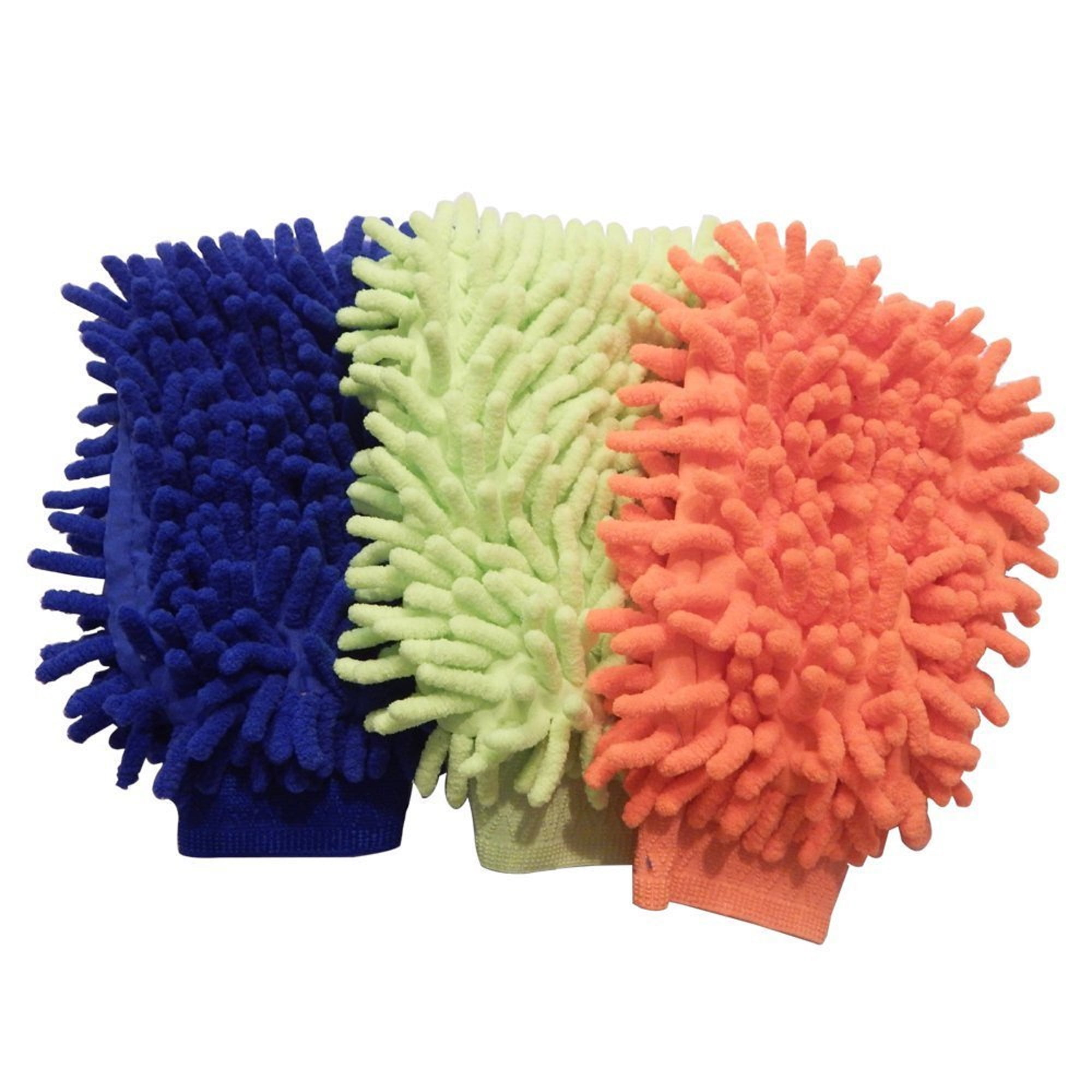 3 Pack Car Washing Microfiber Chenille Mitt Big Soft Cleaning Gloves Lint Free