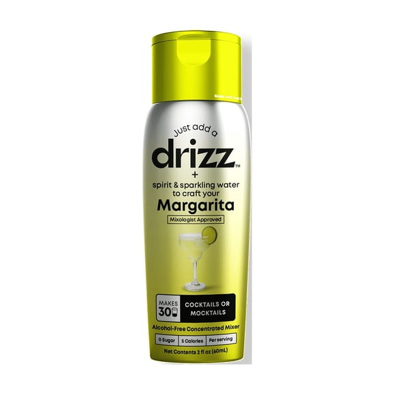 Drizz Margarita Mixer Drops – Zero Sugar Cocktail & Mocktail Mix, 2 fl oz (60 mL) Bottle