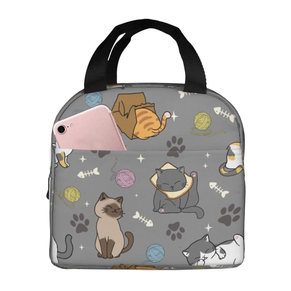 Cute cat Lunch Box for Women Men Insulated Lunch Bag Women Cute Lunch Bags for Women Adults Cooler Tote Bag for Work Picnic Gifts