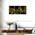 thumbnail image 3 of Elephant Stock Gold And Green Leaves Wall Art - Horizontal Multi Panel Canvas - Living Room Wall Decor - Floral And Botanical Multi Panel - Black And Gold Decor - 32" x 15", 3 of 8