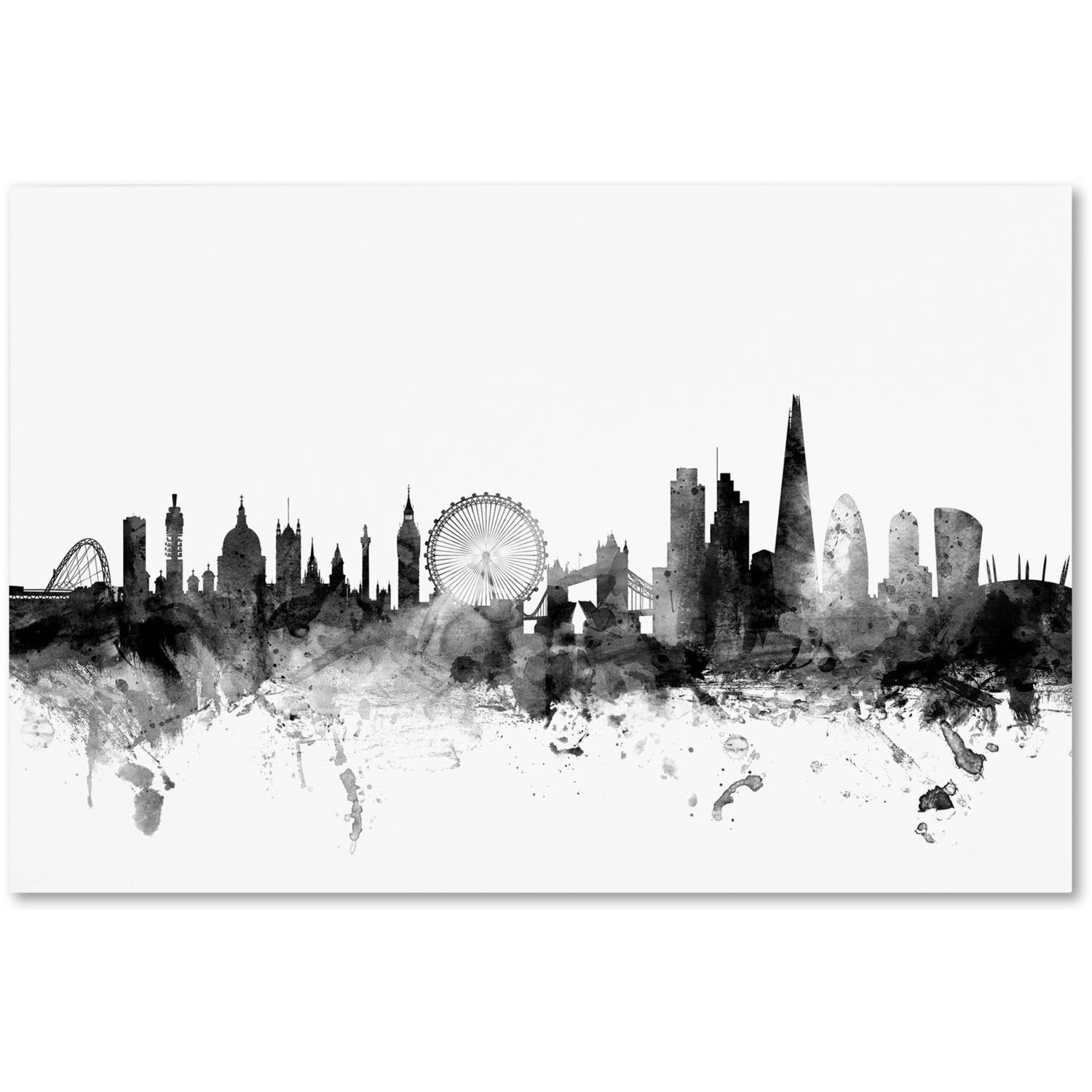 Trademark Fine Art "London England Skyline B&W" Canvas Art by Michael