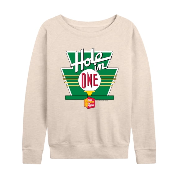 Price is Right - Hole In One Women's Lightweight French Terry Wide Neck Long Sleeve Graphic Shirt