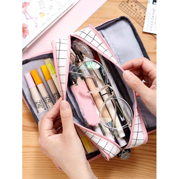 1pc Large Capacity Multifunctional Multi-Layer Canvas Pencil Case