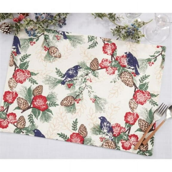 Saro Lifestyle Table Placemats With Pinecones and Birds Design (Set of 4)