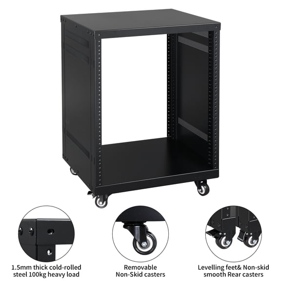 19" 12U Component Rack Cabinet DJ Equipment Cabinet for o Video Musical & IT Equipment Mounting Black