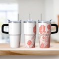 thumbnail image 2 of Rose 20oz Stainless Steel Tumbler with Handle and Straw – Insulated Travel Cup with Sliding Lid, 360° Full Wrap Printed Mug for Home, Outdoor & Sports Use, Flower, 2 of 6