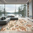 thumbnail image 2 of ODIKA 6'x9' Washable Area Rug Easy Care, Non-Shedding, Cream Floral Elegance with Autumnal Accents Intricate Leaf and Blossom Vintage for Queen Size Bedroom Under Bed Master Suite, 2 of 7
