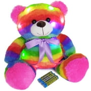 Light-Up Stuffed Animal Rainbow Glow Teddy Bear Plush 16 inch Battery Operated