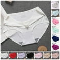thumbnail image 3 of harmtty Stretch Women Briefs Exquisite Workmanship Ice-silk Mid-rise Women Underwear Underpants for Sleeping,Purple XL, 3 of 8