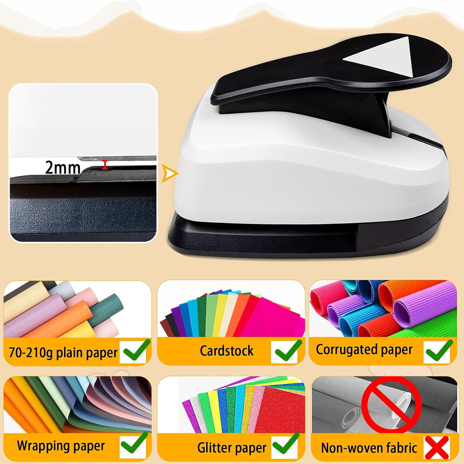 ABPETE Triangle Hole Punch 1.97 inch TrianglePunch Triangles Paper Punches Triangle Puncher for Crafts Triangles Shape Punch for Scrapbooking, Card Making, Paper Crafts
