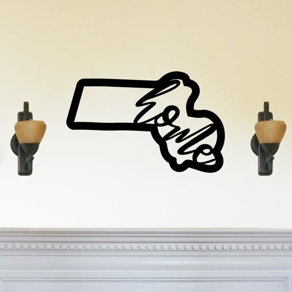 Massachusetts Home State Silhouette Solid Steel Home Decor Decorative Accent Metal Art Wall Sign