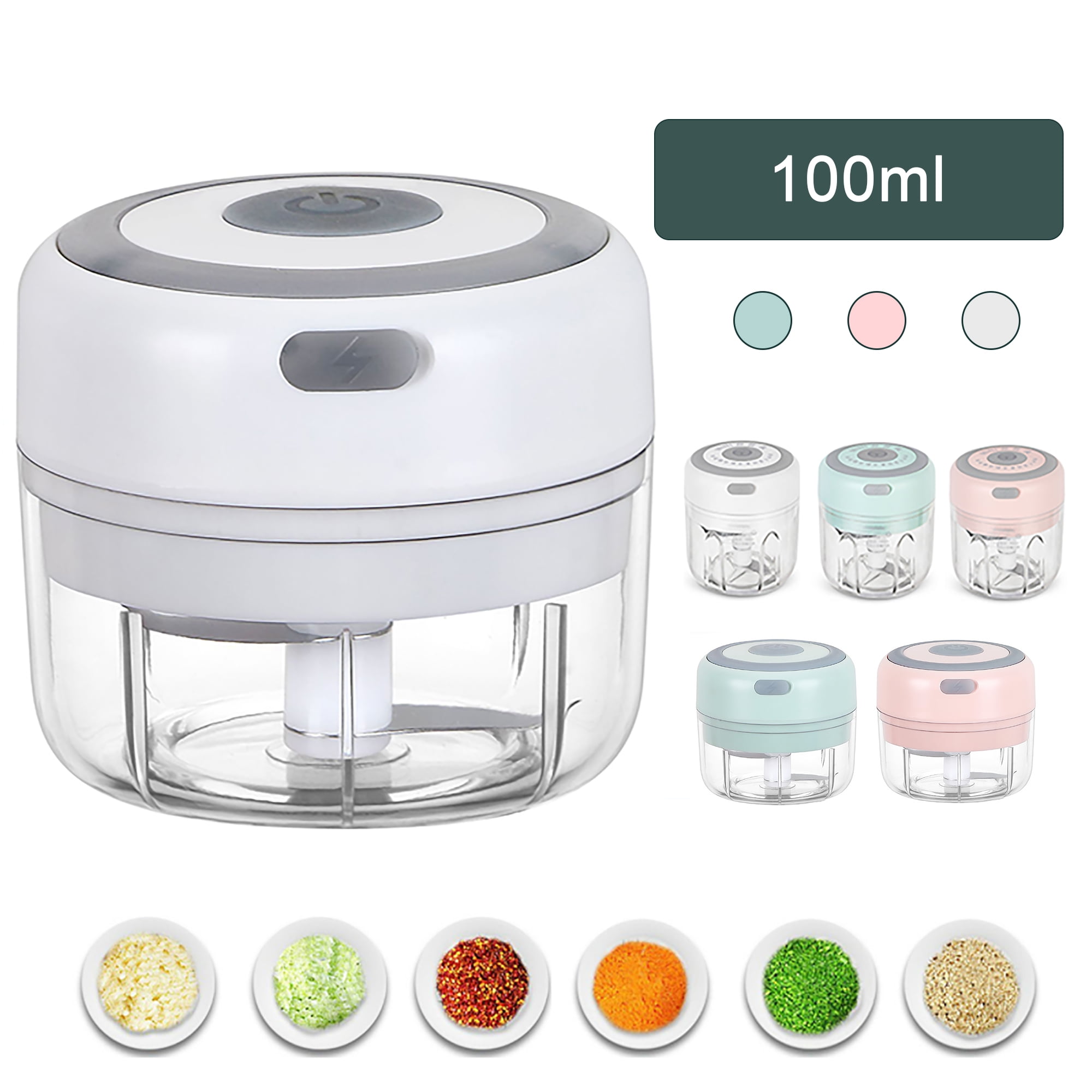 Electric Mini Garlic Chopper, Food Slicer And Mini Food Processor, Mincer For Onion Chili Fruits Ginger Meat Nuts Pepper Vegetable