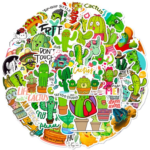 Paquete de pegatinas Fresh Cactus Anime, vinilo impermeable, 50 unidades