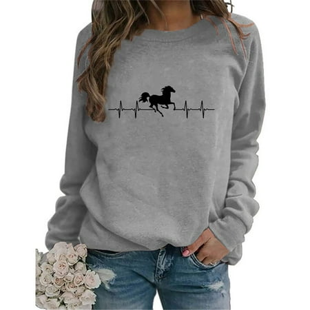 

Aueoeo Pullover Sweatshirts for Women Fall Sweatshirt for Women Women s Fashion Printed Loose T-Shirt Long Sleeves Blouse Crew Neck Casual Tops
