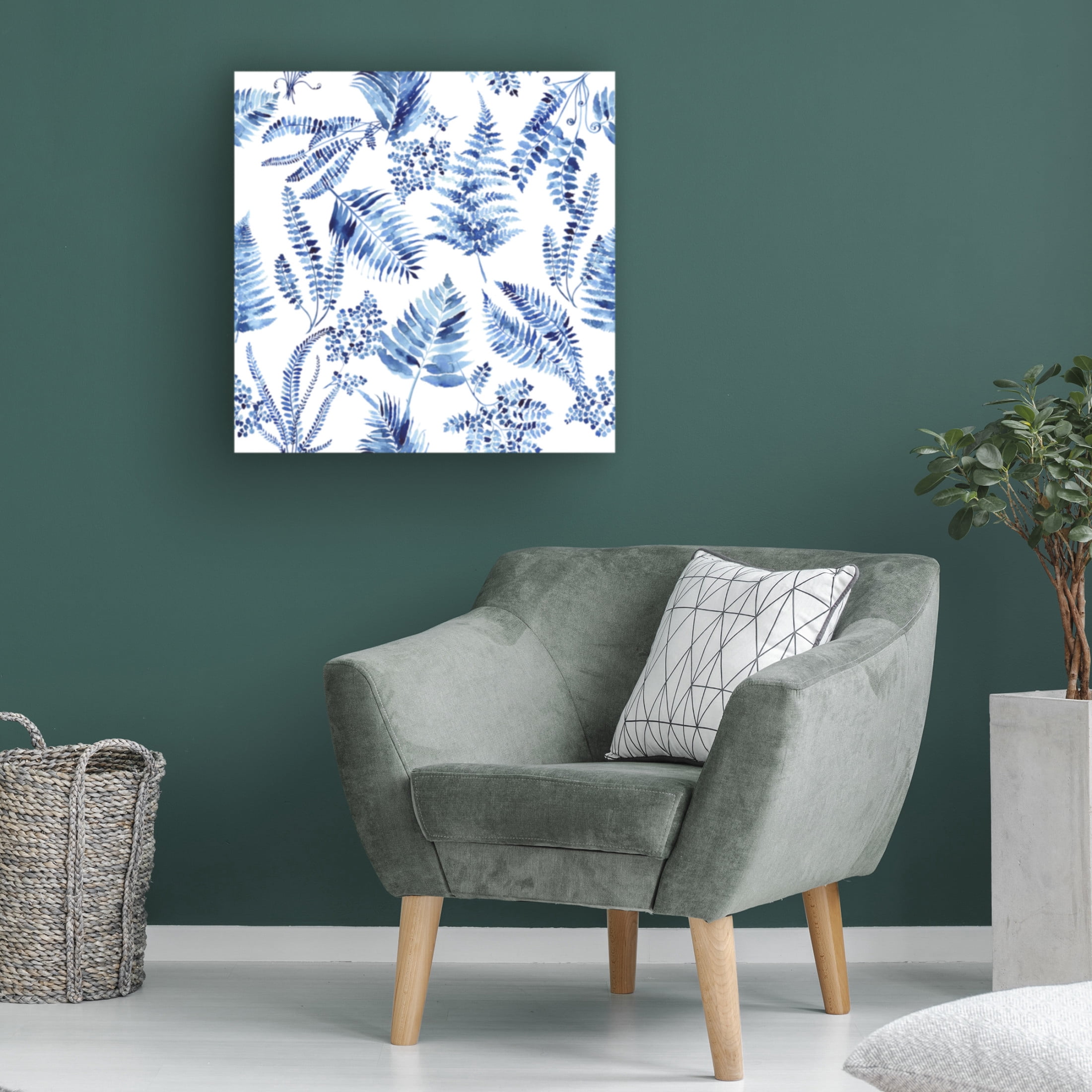 Canvas Wall Art - Jean Plout 'Indigo Botanical 13' Wall Art for Living Room, Bedroom, or Office Décor by Trademark Fine Art - 35 x 35 Inches