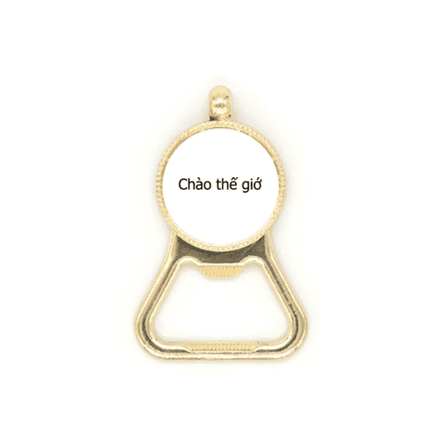 Hello World Vietnamese Art Deco Fashion Beer Bottle Cap Opener Stainless Steel Key Chain