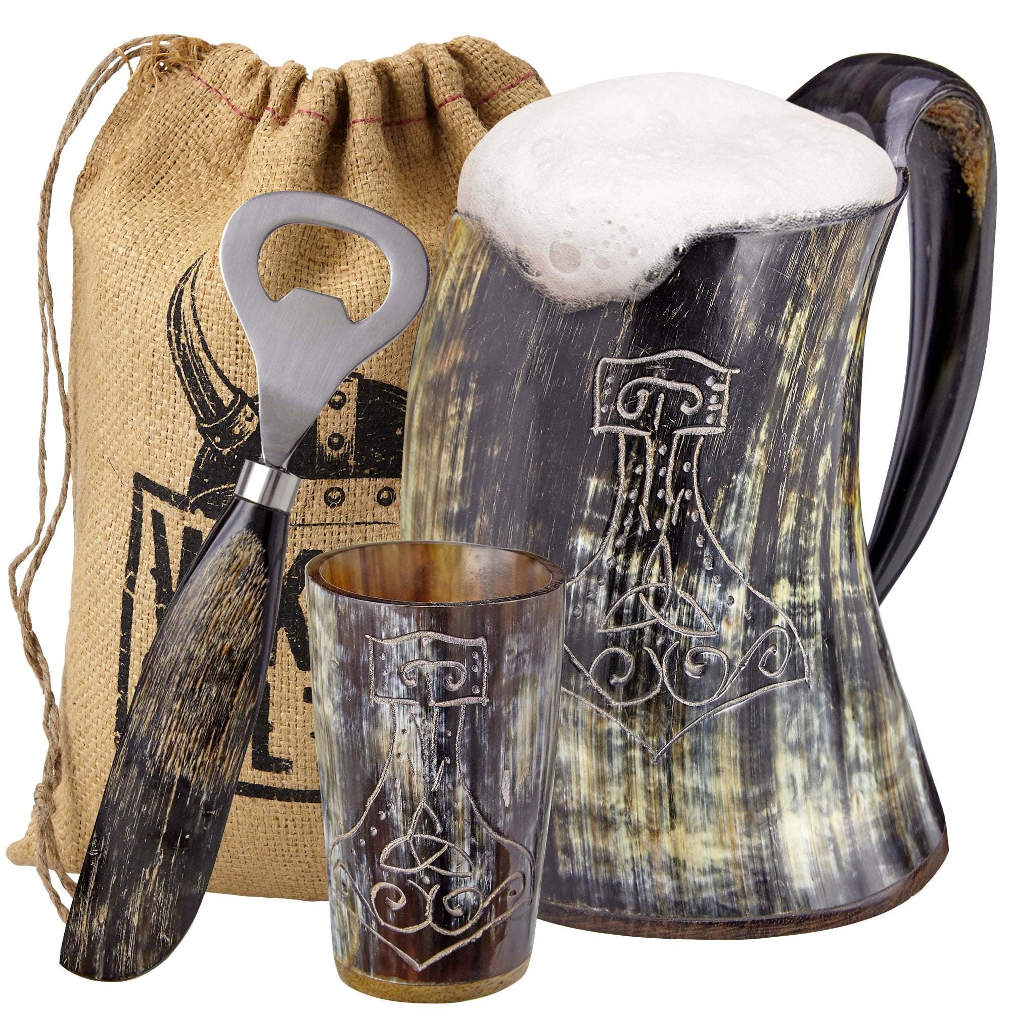 Set of 6 Viking Real Animal Drinking Horn Mugs For Beer Wine Soft Drinks 