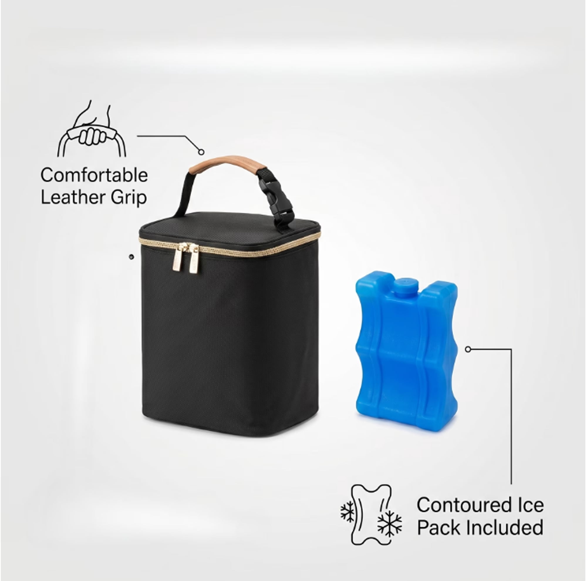 Haimei Breastmilk CoolPack Fits 4 Baby Bottles up to 9 Ounce, Baby Bottle Cooler Bag Suitable for Nursing Mom Daycare, Blacker Bag with Ice