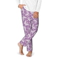 thumbnail image 2 of Xecao Purple Butterflies Floral Print Teenagers' Pajama Pants Long Sleep Pants Soft Elastic Waist Pajama Bottoms Elastic waist with 2 Pockets 5-16 Years-Large, 2 of 6