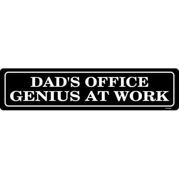 Dad's Office Genius at Work Sign Mancave Sign Metal Plate Wall Plate Metal Poster Cafe Bar Shop Home Wall Decor Metal Sign 4"x16"