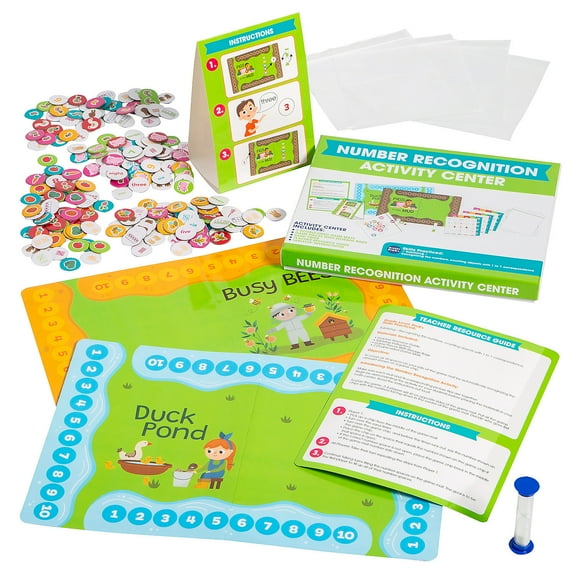 Fun Express Number Recognition Educational Activity Classroom Center Kit – 18 Pc.