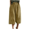 thumbnail image 5 of Jinhomg Baggy Shorts for Women Casual Comfy Cotton Linen Summer Shorts Lightweight Breathable Elastic Waist Wide Leg Shorts Ladies Daily Wear Sales Today Clearance Women Khaki L, 5 of 10