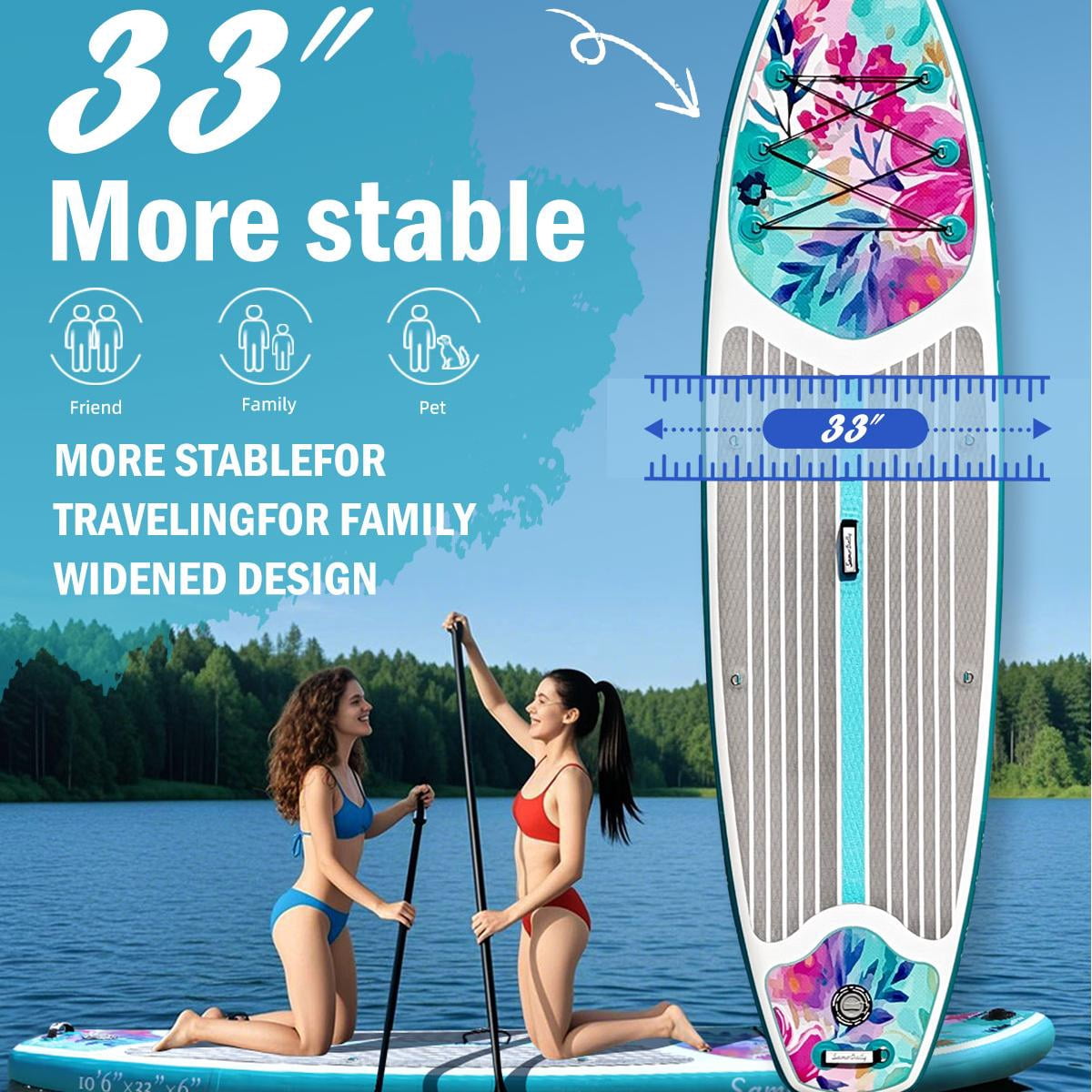10.6’Stand Up Paddle Board for Adults, 33''Inflatable Paddle Board Comes with Complete Paddleboard Accessories Pump, Backpack, Paddle & Removable Fins