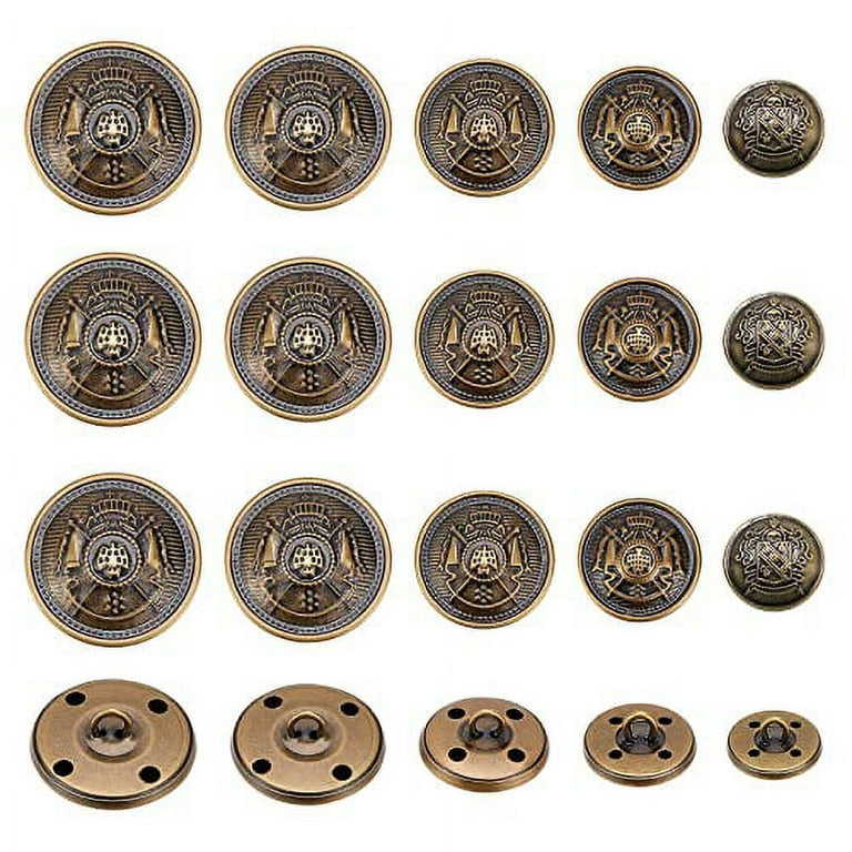 80pcs Metal Blazer Buttons Crown Crest Alloy Flat Shank Buttons 15mm 18mm  21mm 25mm Vintage Antique Suits Button Set for Blazer Suits Coats Uniform