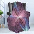 thumbnail image 4 of Trippy Soft Flannel Fleece Throw Blanket, Purple and Blue Flower Vortex Abstract Flourish Design Ornament, Cozy Plush for Indoor and Outdoor Use, 50" x 60", Cadet Blue Dried Rose, by Ambesonne, 4 of 5