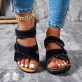 thumbnail image 2 of Rokment Womens Comfortable Ortho Wedge Walking Sandals with Arch Support & Adjustable Bands Beach Casual Leather Platform Slip on Mid Heels Backless Slides Summer Black Size 6.5, 2 of 6