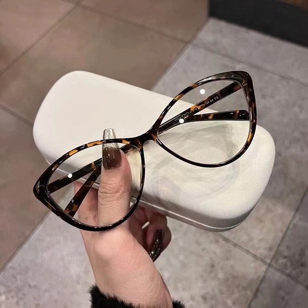 Gafas de miopía con montura grande y forma de ojo de gato para mujer, estilo retro, antiluz azul, estilo sencillo, gafas con montura sencilla