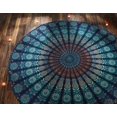 thumbnail image 2 of Tapiz redondo RAJRANG con diseño de mandala de pavo real - 48 pulgadas, estilo hippie, mantel decorativo de algodón puro, bohemio, hecho a mano en la India, 2 of 5