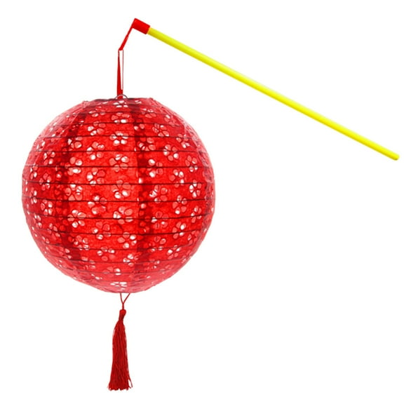 LSLJS Paper Lanterns with LED Lights Hanging Paper Lantern Hollow with Tassel Walking Stick for DIY Birthday Wedding Party Christmas Decorations