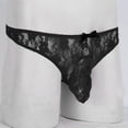thumbnail image 4 of Intimates See Through Semi Men Lingerie Bikini T Back Underwear Floral Lace Briefs M, 4 of 7