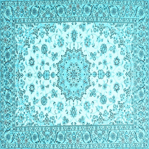 Ahgly Company Indoor Square Persian Light Blue Traditional Area Rugs, 4' Square